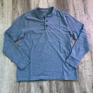 St. John's Bay Legacy Henley 1/4 Button Shirt Mens Medium Heavyweight Light Blue